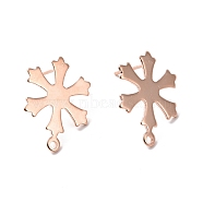 201 Stainless Steel Stud Earring Findings, with Horizontal Loop and 316 Stainless Steel Pin, Snowflakes, Real Rose Gold Plated, 19x14.5mm, Hole: 1.2mm, Pin: 0.7mm(STAS-K241-15RG)