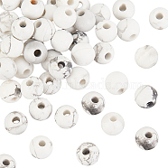 Natural Howlite Beads, Round, 6mm, Hole: 2mm, 50pcs/box(G-OC0003-80A)