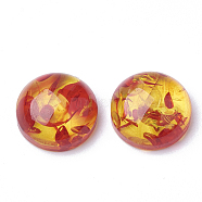 Resin Decoden Cabochons, Imitation Amber, Dome/Half Round, Dark Orange, 14x6mm(X-CRES-Q202-14mm-01)