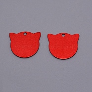 Aluminum Blank Pendants, Cat, Red, 28x31x1.5mm, Hole: 3mm(ALUM-WH0164-86B)