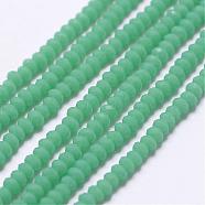 Opaque Glass Beads Strands, Faceted, Rondelle, Medium Aquamarine, 2.5x1.5~2mm, Hole: 0.5mm, about 185~190pcs/strand, 13.7 inch~14.1 inch(EGLA-K010-B02)