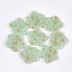 2-Hole Cellulose Acetate(Resin) Buttons, Flower, DarkSea Green, 24x24x2.5mm, Hole: 2mm(BUTT-S023-13A-01)