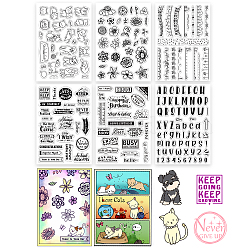 Elite 6 Sheets 6 Styles PVC Plastic Stamps, for DIY Scrapbooking, Photo Album Decorative, Cards Making, Birthday Theme & Word & Cats with Dogs & Letter & Flower, Mixed Patterns, 16x11x0.3cm, 1 sheet/style(DIY-PH0010-55)