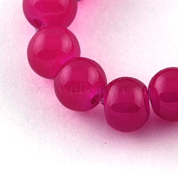 Imitation Jade Glass Beads Strands, Spray Painted, Round, Magenta, 4mm, Hole: 1.1~1.3mm, about 200pcs/strand, 31.4 inch(X-DGLA-S076-4mm-24)