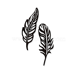 Iron Wall Art Decorations, for Front Porch, Living Room, Kitchen, Feather, Electrophoresis Black, 285~289x105~115x1mm, 2pcs/set(HJEW-WH0067-031)