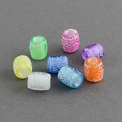 Transparent Acrylic European Beads, Barrel, Large Hole Beads, Mixed Color, 9x8mm, Hole: 4mm(X-OPDL-R112-M)