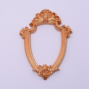 Retro Photo Frames, Resin Gold Flower Frames, Small Family Photo Holders, for Pictures Embossed Photo Props Wall Decor Accessories, Shield Shape, Goldenrod, 116.5x82.5x9mm