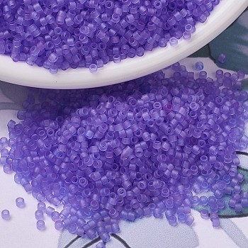 MIYUKI Delica Beads, Cylinder, Japanese Seed Beads, 11/0, (DB0783) Dyed Semi-Frosted Transparent Purple, 1.3x1.6mm, Hole: 0.8mm, about 10000pcs/bag, 50g/bag