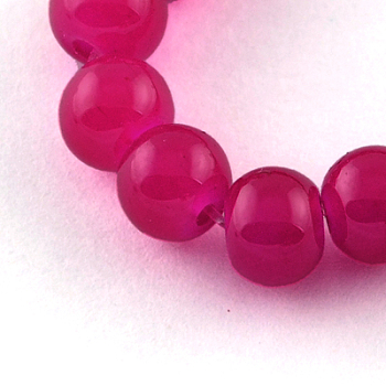 Imitation Jade Glass Beads Strands, Spray Painted, Round, Magenta, 4mm, Hole: 1.1~1.3mm, about 200pcs/strand, 31.4 inch