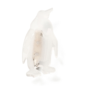 Penguin Lapel Pin, Transparent Resin Brooch with Iron Pin, Stainless Steel Color, Clear, 50x22x8.8mm