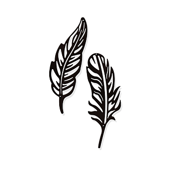 Iron Wall Art Decorations, for Front Porch, Living Room, Kitchen, Feather, Electrophoresis Black, 285~289x105~115x1mm, 2pcs/set