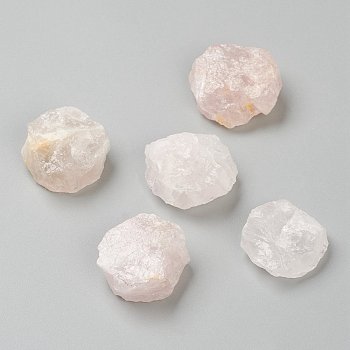 Rough Raw Natural Rose Quartz Beads, for Tumbling, Decoration, Polishing, Wire Wrapping, Wicca & Reiki Crystal Healing, No Hole/Undrilled, Flat Round, 22~25x7~11mm