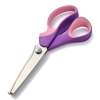 201 Stainless Steel Pinking Shears, Serrated Scalloped Scissors, with Plastic Handle, for Sewing, Craft, Dressmaking, Violet, 230x88x21mm