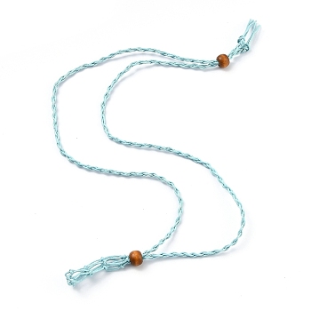 Necklace Makings, with Wax Cord and Wood Beads, Light Sky Blue, 28-3/8 inch(72~80cm)
