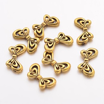 Tibetan Style Alloy Beads, Cadmium Free & Lead Free & Nickel Free, Butterfly, Antique Golden, 17x10x2.5mm, Hole: 1.5mm