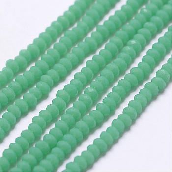 Opaque Glass Beads Strands, Faceted, Rondelle, Medium Aquamarine, 2.5x1.5~2mm, Hole: 0.5mm, about 185~190pcs/strand, 13.7 inch~14.1 inch