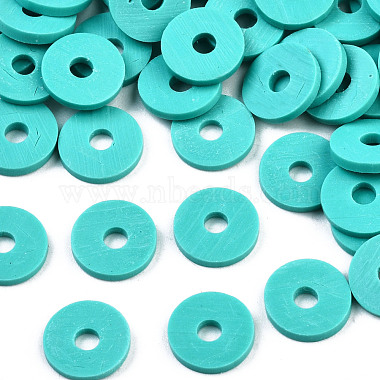 Dark Turquoise Disc Polymer Clay Beads
