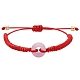 bracelet de perles tressées en donut de quartz rose naturel(BJEW-SW00047-02)-1