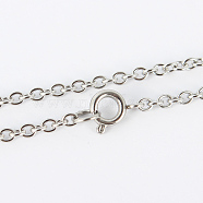 304 Stainless Steel Cable Chain Necklaces, with Spring Ring Clasps, Stainless Steel Color, 17.5 inch(44.4cm), 2mm(MAK-N016-19P)
