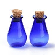 Glass Cork Bottles Ornament, Glass Empty Wishing Bottles, DIY Vials for Pendant Decorations, Blue, 15.5x28mm(AJEW-O032-02A)