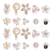 20Pcs 10 Style Alloy Cabochons, with Plastic Imitation Pearl & Crystal Glass Rhinestone, Flower, Mixed Color, 2pcs/style(FIND-SZ0001-59)
