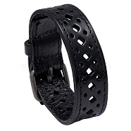 Vintage Hollow Out Leather Bracelet for Men - Unique Cycling Accessory, Black, 0.1cm(ST7784131)