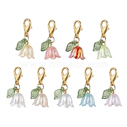 Lily Acrylic Pendant Decorations, Lobster Claw Clasps Charm for Bag Key Chain Ornaments, Golden, 25.5mm, 9pcs/set(HJEW-JM01890-02)