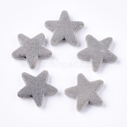 Flocky Acrylic Beads, Star, Light Grey, 20.5x22x5mm, Hole: 1.5mm(X-FIND-T046-38-02)