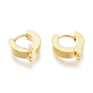 201 Stainless Steel Huggie Hoop Earrings Findings, with Vertical Loop, with 316 Surgical Stainless Steel Earring Pins, Ring, Real 24K Gold Plated, 12x11x3mm, Hole: 1.4mm, Pin: 1mm(STAS-A167-01C-G)