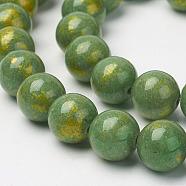 Natural Mashan Jade Beads Strands, Dyed, Round, Green, 10mm, Hole: 1.5mm, about 41pcs/strand, 16 inch(G-P232-01-I-10mm)