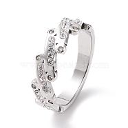 Crystal Rhinestone Oval Bar Finger Ring, 304 Stainless Steel Jewelry for Women, Stainless Steel Color, US Size 7(17.3mm)(RJEW-D120-04B-P)