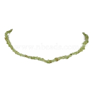 Natural Peridot Chip Beaded Necklace, Stainless Steel Color, 15.94~15.98 inch(40.5~40.6cm)(NJEW-JN04615-16)