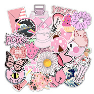 PVC Self-Adhesive Cartoon Stickers, Waterproof Decals for Kid's Art Craft, Hot Pink, 40~70mm, 50pcs/set(WG82873-02)