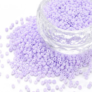 13/0 Glass Seed Beads, Macaron Color, Round Hole, Round, Lilac, 13/0, 2~2.3x1.5mm, Hole: 0.8mm, about 450g/bag(SEED-T005-14A-A11)