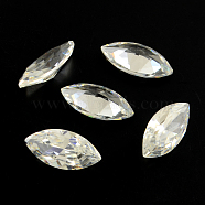 Horse Eye Shaped Cubic Zirconia Pointed Back Cabochons, Faceted, Clear, 8x4mm(ZIRC-R009-8x4-02)