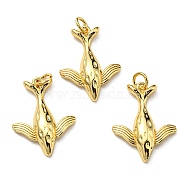 Brass Pendants, with Jump Ring, Long-Lasting Plated, Lead Free & Cadmium Free, Whale Charm, Real 18K Gold Plated, 22x16.5x4mm, Hole: 3.2mm(KK-K341-11G)