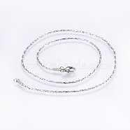 304 Stainless Steel Coreana Chain Necklaces, with Lobster Claw Clasps, Stainless Steel Color, 16.9 inch(43cm), 1.4mm(NJEW-F221-10P-B)