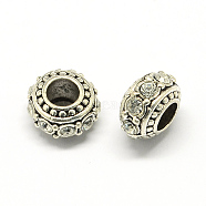 Alloy Rhinestone European Beads, Rondelle Large Hole Beads, Crystal, 11x7mm, Hole: 4.5mm(MPDL-R036-01C)