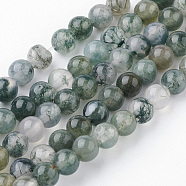 Natural Moss Agate Bead Strands, Round, 4~4.5mm, Hole: 1mm, about 85~90pcs/strand, 14.9 inch(38cm)(G-G735-62-4mm)