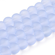 Lilac Frosted Round Transparent Glass Bead Strands, 6mm, Hole: 1.3~1.6mm, about 140pcs/strand, 31.4 inch(X-GLAA-S031-6mm-25)
