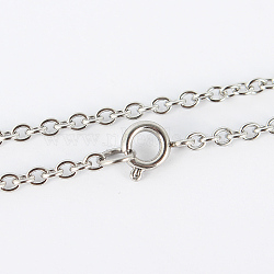 Tarnish Resistant 304 Stainless Steel Cable Chain Necklaces, with Spring Ring Clasps, Stainless Steel Color, 17.5 inch(44.4cm), 2mm(MAK-N016-19P)