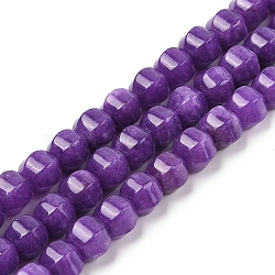 Natural White Jade Beads Strands, Faceted, Dyed, Round, Dark Violet, 11~12x11~12x10mm, Hole: 1.2mm, about 38~39pcs/strand, 15.16~15.59 inch(38.5~39.6cm)(G-N344-03E)