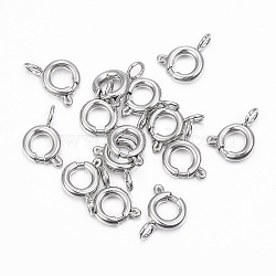 304 Stainless Steel Smooth Surface Spring Ring Clasps, Stainless Steel Color, 9x6x1.5mm, Hole: 2mm(X-STAS-H396-B-02P)