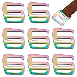 WADORN 8Pcs Alloy Slider Buckles, 9-Shaped Adjustable Buckle Fasteners, for Strap Leathercraft Bag Belt, Rainbow Color, 39.5x38.5x2.5mm(FIND-WR0010-78)