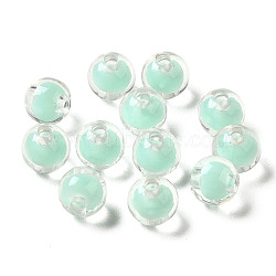Transparent Acrylic Beads, Bead in Bead, Round, Aquamarine, 7.5x7mm, Hole: 2mm, about: 2083pcs/500g(OACR-Z006-02A)