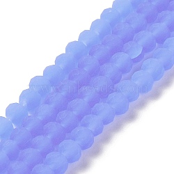 Imitation Jade Solid Color Glass Beads Strands, Faceted, Frosted, Rondelle, Medium Slate Blue, 4mm, Hole: 1mm(EGLA-A034-J4mm-MD03)