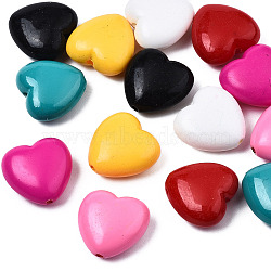 Opaque Acrylic Beads, Heart, Mixed Color, 17x18x8.5mm, Hole: 1.6mm(SACR-N006-04)