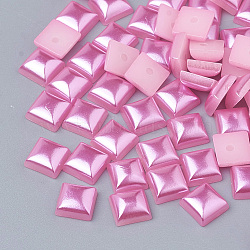 ABS Plastic Imitation Pearl Cabochons, Square, Hot Pink, 6x6x3.5mm, about 5000pcs/bag(SACR-R748-6x6mm-Z6)