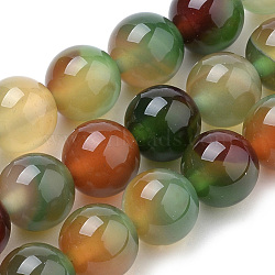 Natural Peacock Green Agate Beads Strands, Dyed, Round, 8mm, Hole: 1mm, about 50pcs/strand, 15.7 inch(G-S259-16-8mm)