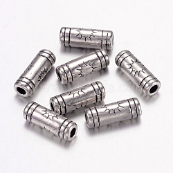 Tibetan Style Alloy Tube Beads, Lead Free & Nickel Free & Cadmium Free, Antique Silver, about 3.5mm wide, 9.5mm long, hole: 2mm(X-LF0614Y-NF)